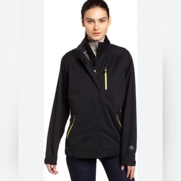 Columbia Women's interchange Match Play Parka jacket Black With Yellow Zips. - Picture 1 of 13